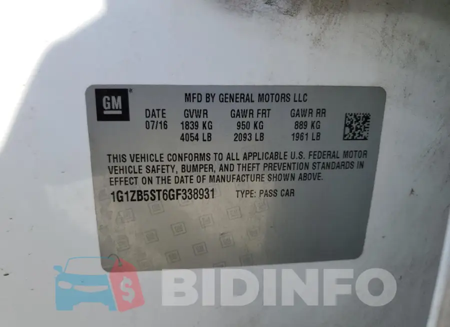 1G1ZB5ST6GF338931 Photo# 13
