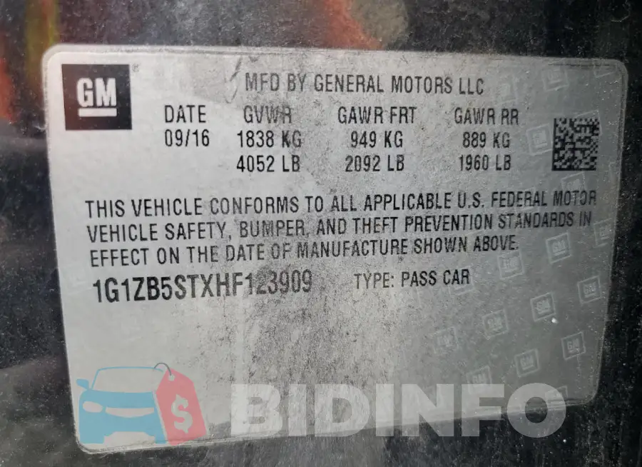 1G1ZB5STXHF123909 Photo# 13