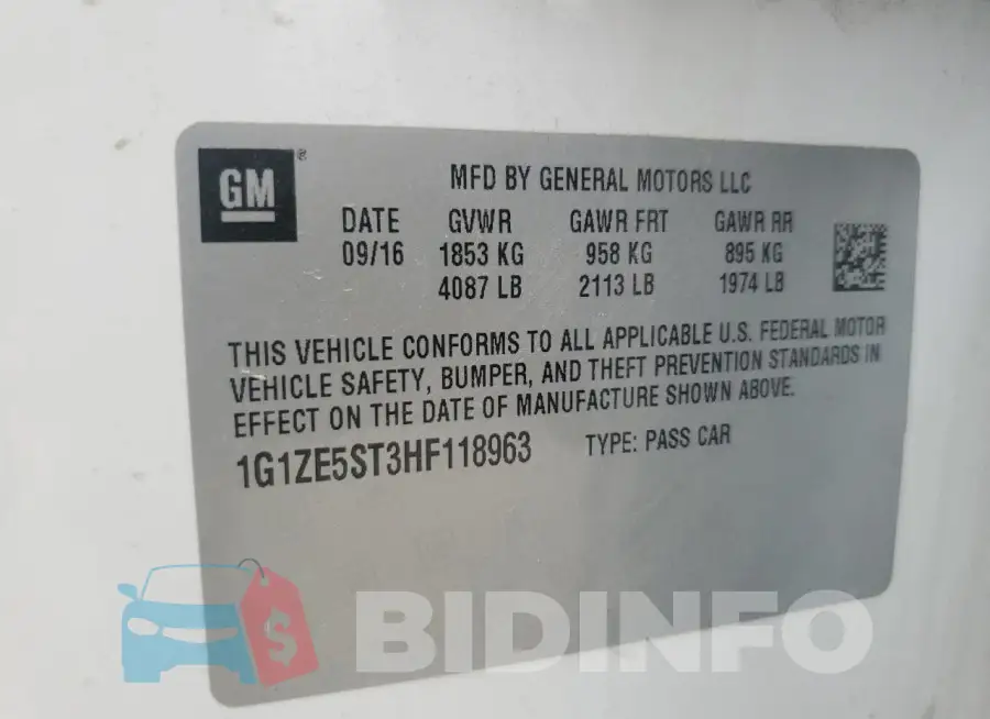 1G1ZE5ST3HF118963 Photo# 12
