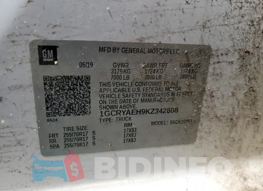1GCRYAEH9KZ342808 Photo# 12
