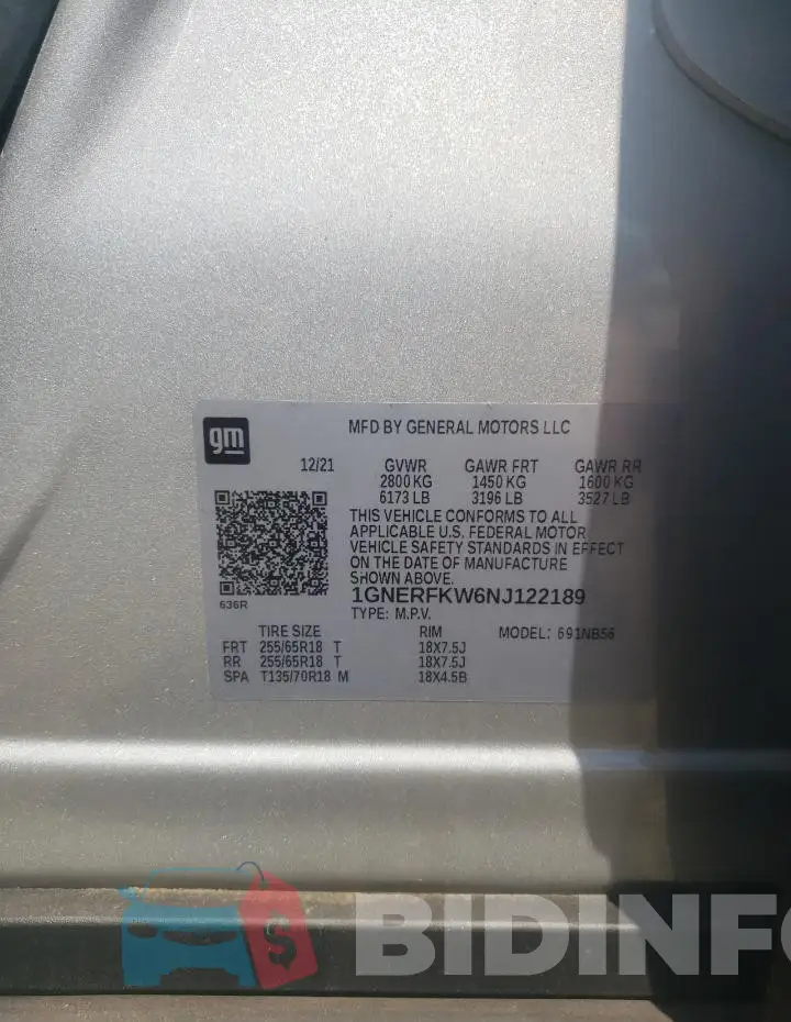1GNERFKW6NJ122189 Photo# 14