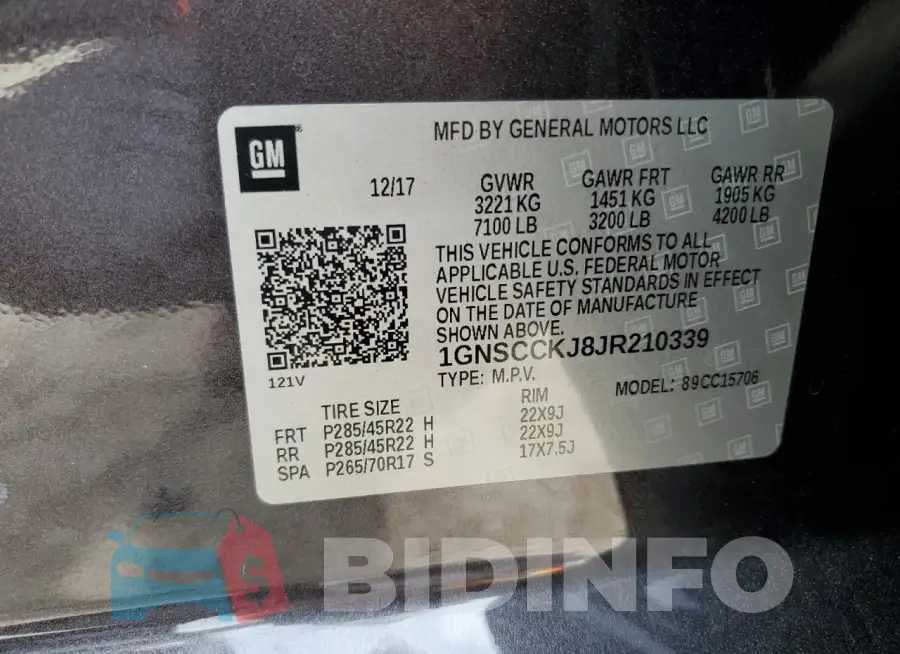 1GNSCCKJ8JR210339 Photo# 14
