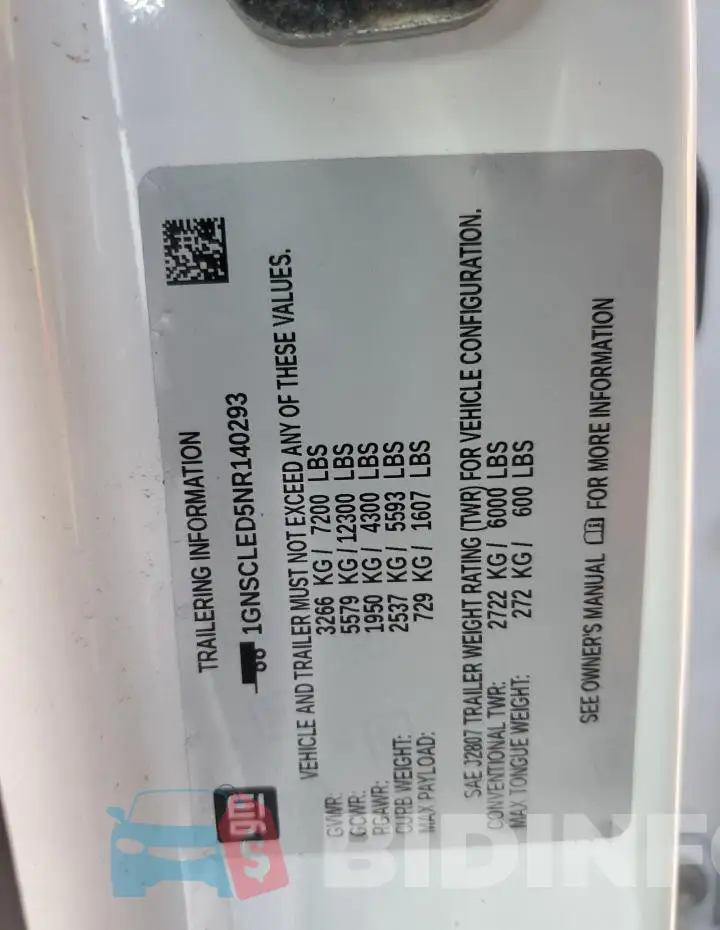 1GNSCLED5NR140293 Photo# 13