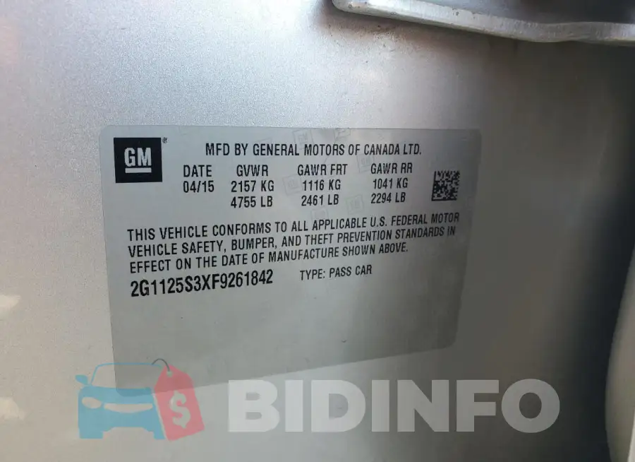 2G1125S3XF9261842 Photo# 12