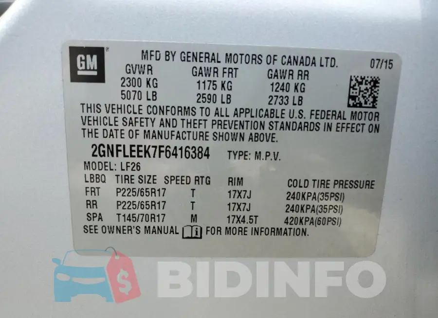 2GNFLEEK7F6416384 Photo# 13