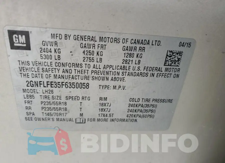 2GNFLFE35F6350058 Photo# 13
