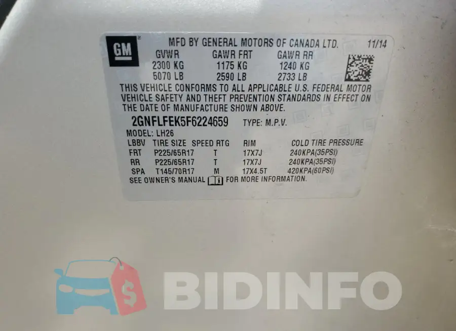 2GNFLFEK5F6224659 Photo# 12