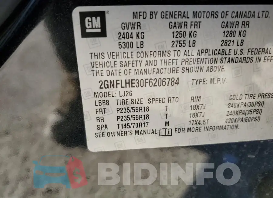 2GNFLHE30F6206784 Photo# 13