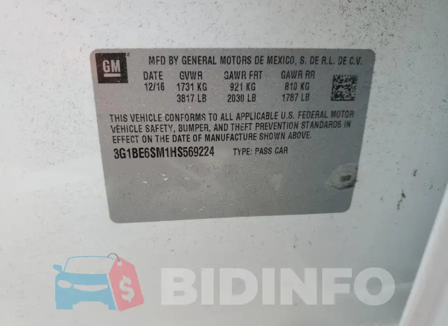 3G1BE6SM1HS569224 Photo# 12