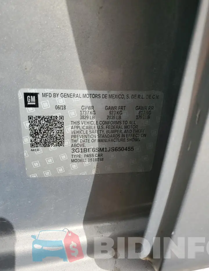3G1BE6SM1JS650455 Photo# 12