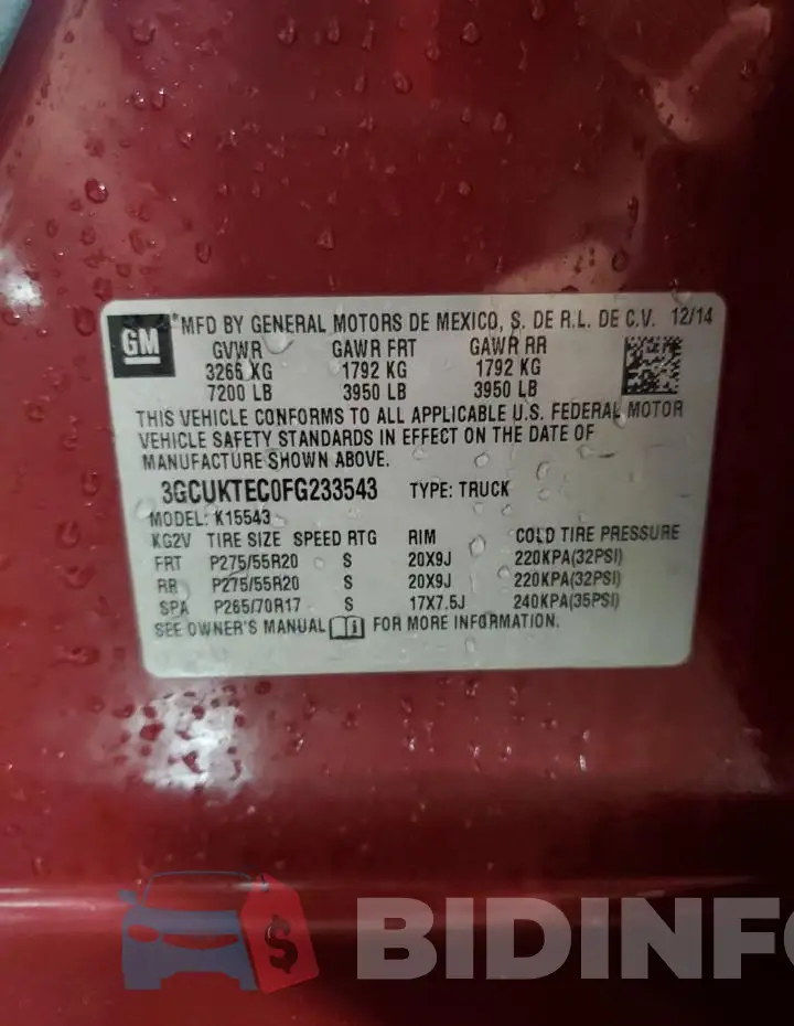 3GCUKTEC0FG233543 Photo# 12