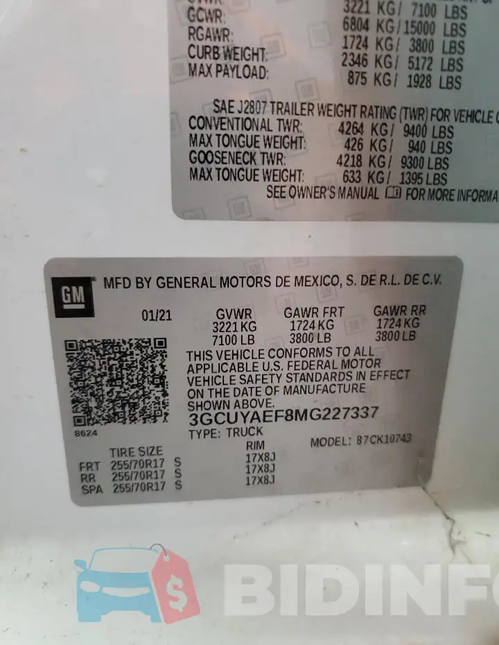 3GCUYAEF8MG227337 Photo# 12