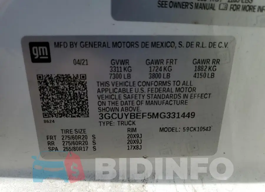 3GCUYBEF5MG331449 Photo# 13