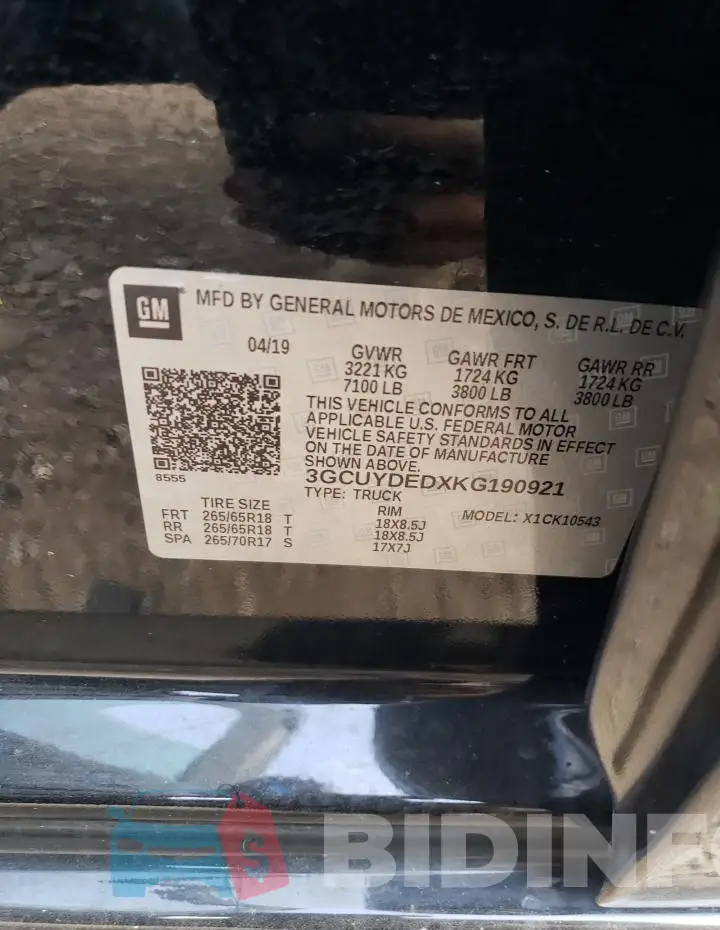3GCUYDEDXKG190921 Photo# 12
