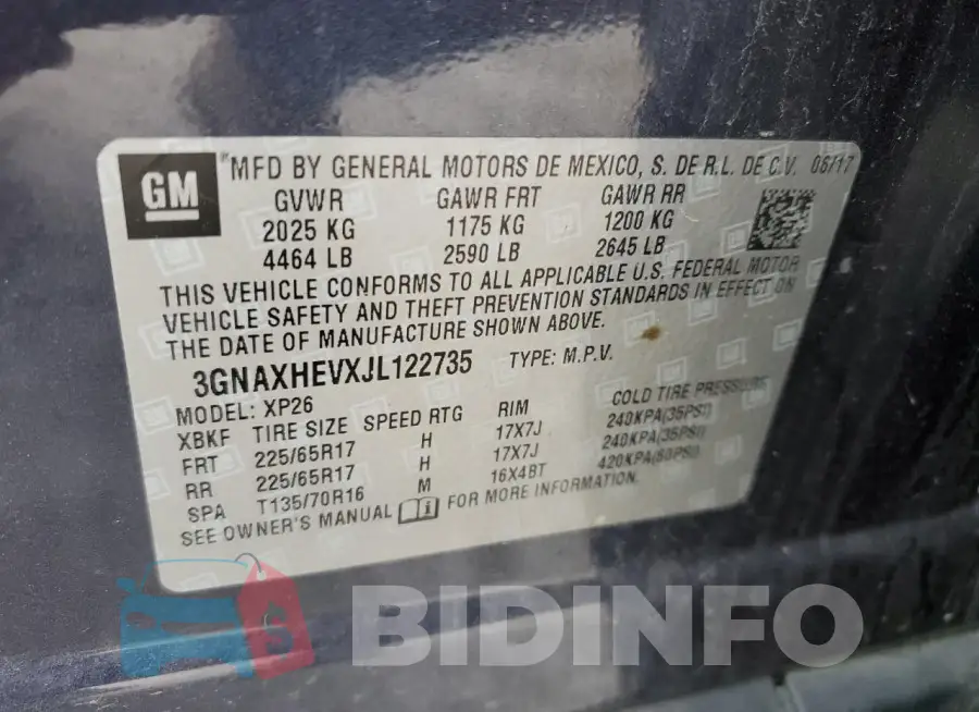 3GNAXHEVXJL122735 Photo# 14