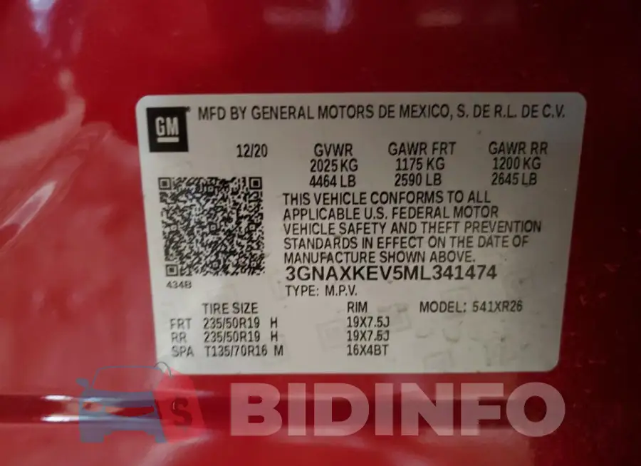 3GNAXKEV5ML341474 Photo# 13