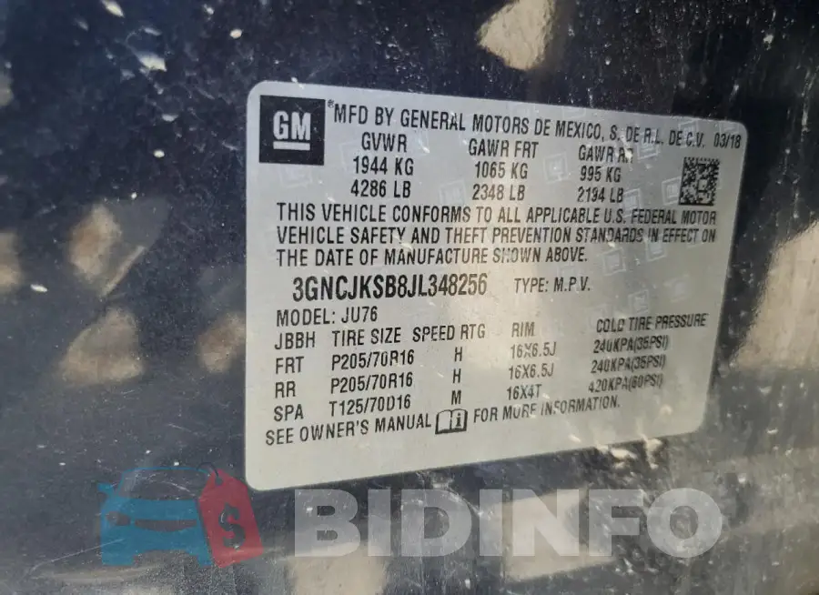 3GNCJKSB8JL348256 Photo# 12