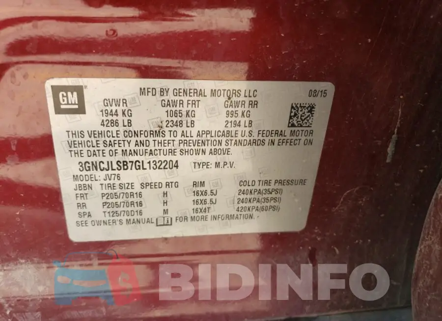 3GNCJLSB7GL132204 Photo# 13