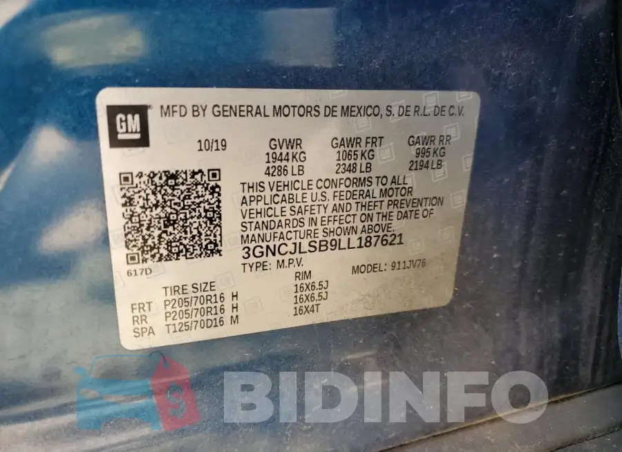 3GNCJLSB9LL187621 Photo# 12