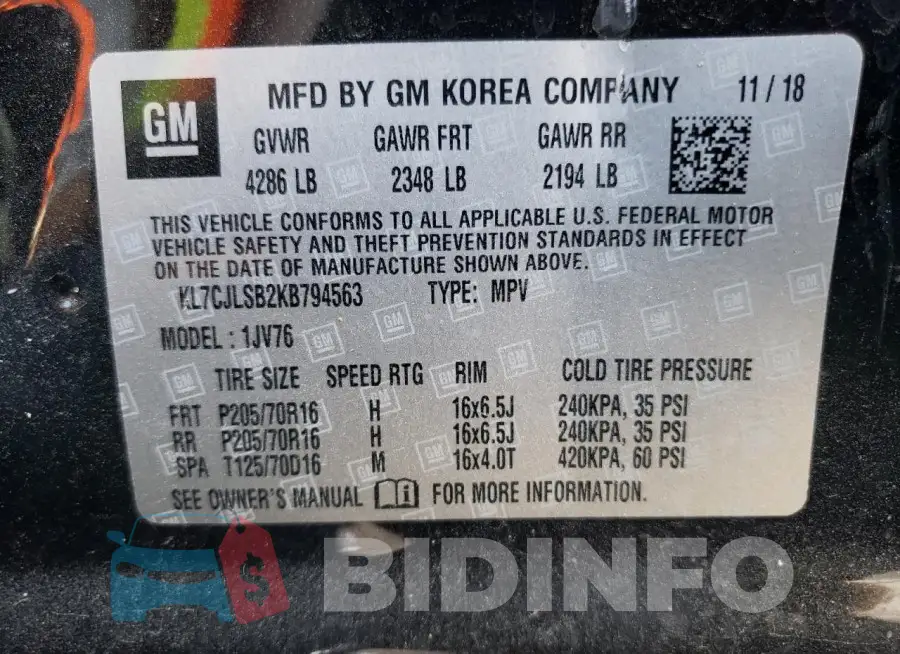 KL7CJLSB2KB794563 Photo# 12