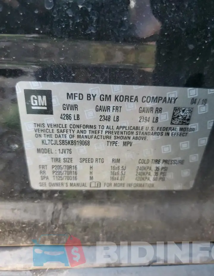 KL7CJLSB5KB919068 Photo# 12