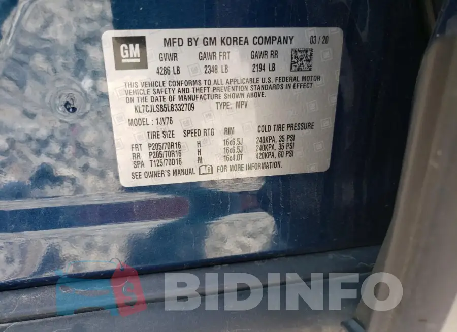 KL7CJLSB5LB332709 Photo# 13