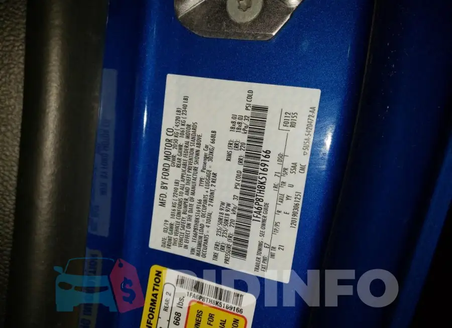 1FA6P8TH8K5169166 Photo# 12
