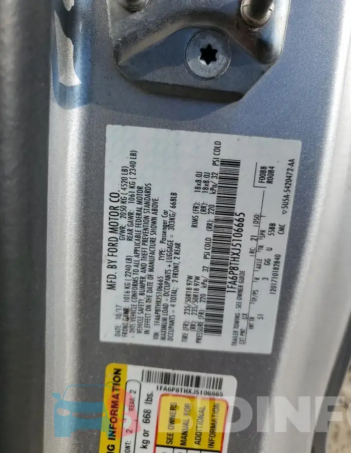 1FA6P8THXJ5106665 Photo# 12