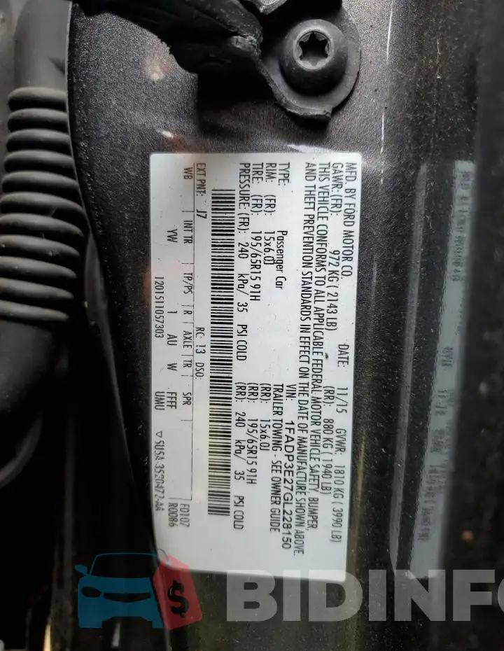 1FADP3E27GL228150 Photo# 13