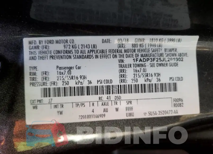 1FADP3F25JL291902 Photo# 13