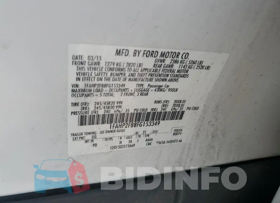 1FAHP2F88FG153349 Photo# 12