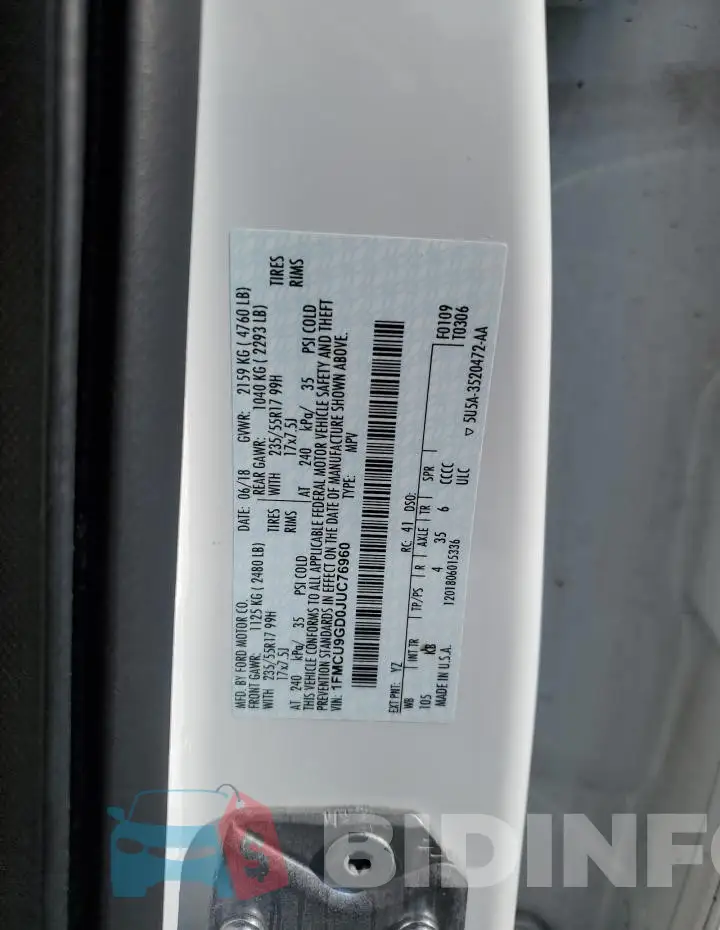 1FMCU9GD0JUC76960 Photo# 12