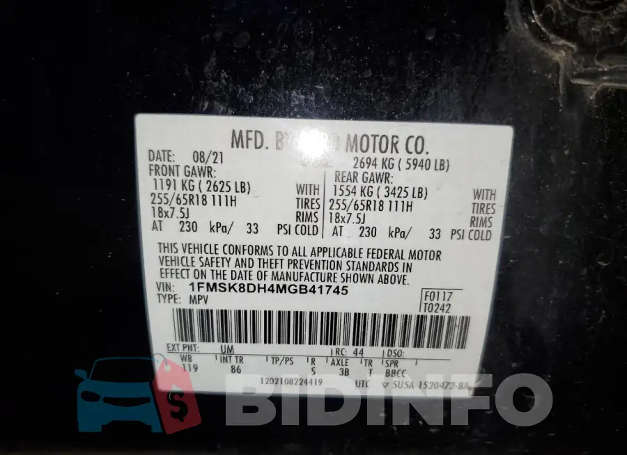 1FMSK8DH4MGB41745 Photo# 14