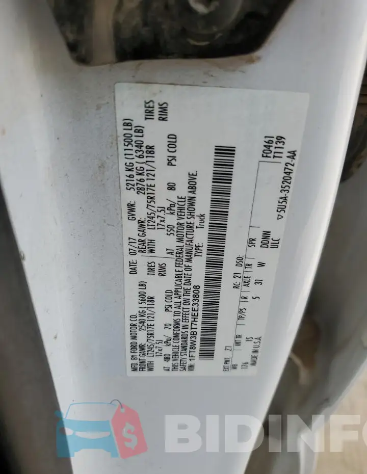 1FT8W3BT7HEE33808 Photo# 12