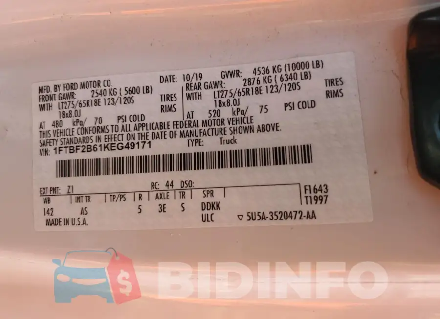 1FTBF2B61KEG49171 Photo# 12