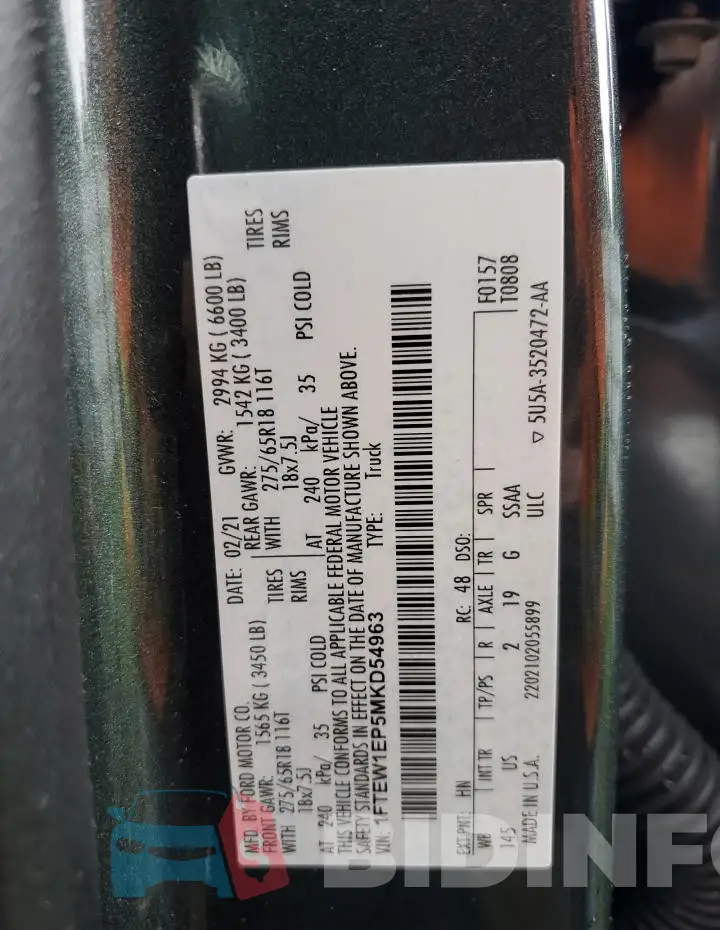 1FTEW1EP5MKD54963 Photo# 12