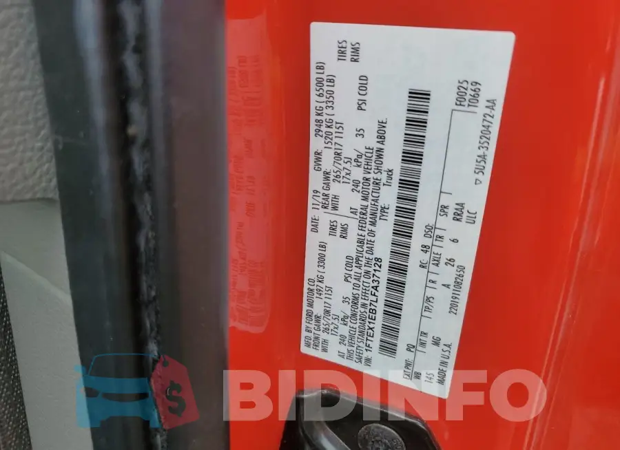 1FTEX1EB7LFA37128 Photo# 12