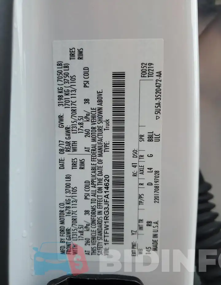 1FTFW1RG3JFA14620 Photo# 14