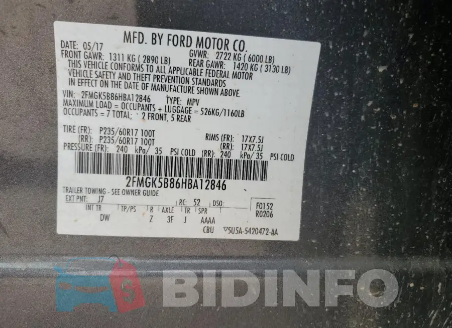 2FMGK5B86HBA12846 Photo# 13