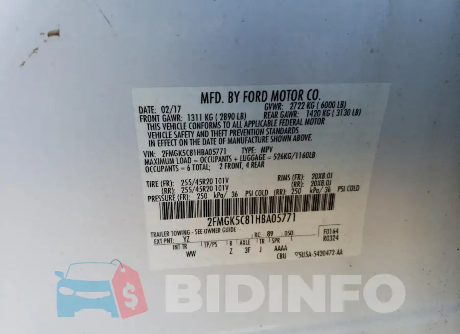 2FMGK5C81HBA05771 Photo# 13