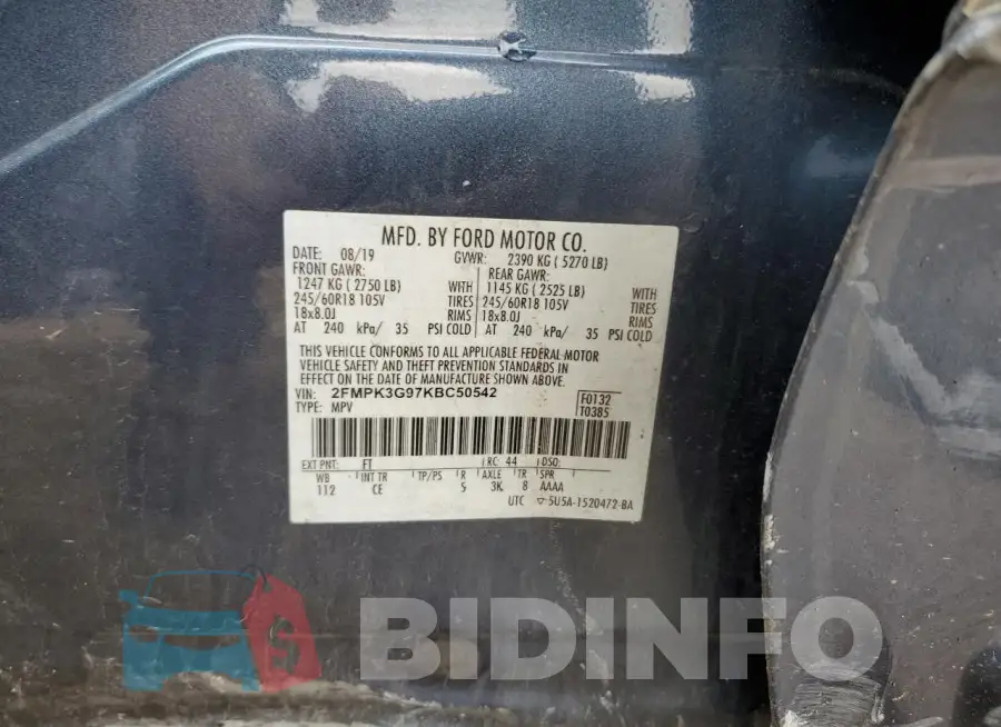 2FMPK3G97KBC50542 Photo# 13
