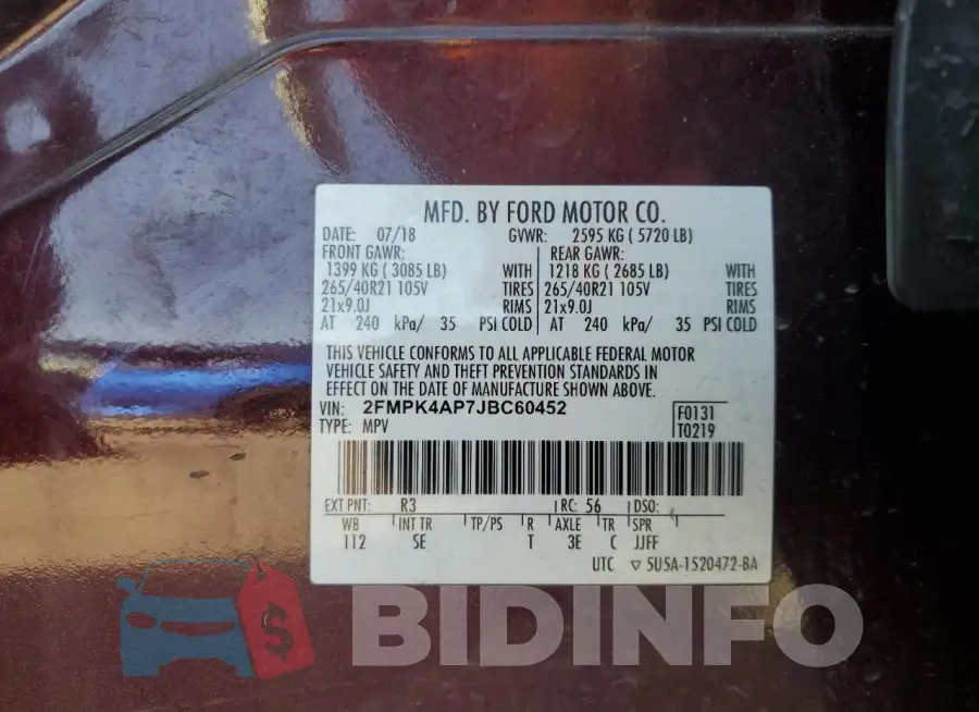 2FMPK4AP7JBC60452 Photo# 13