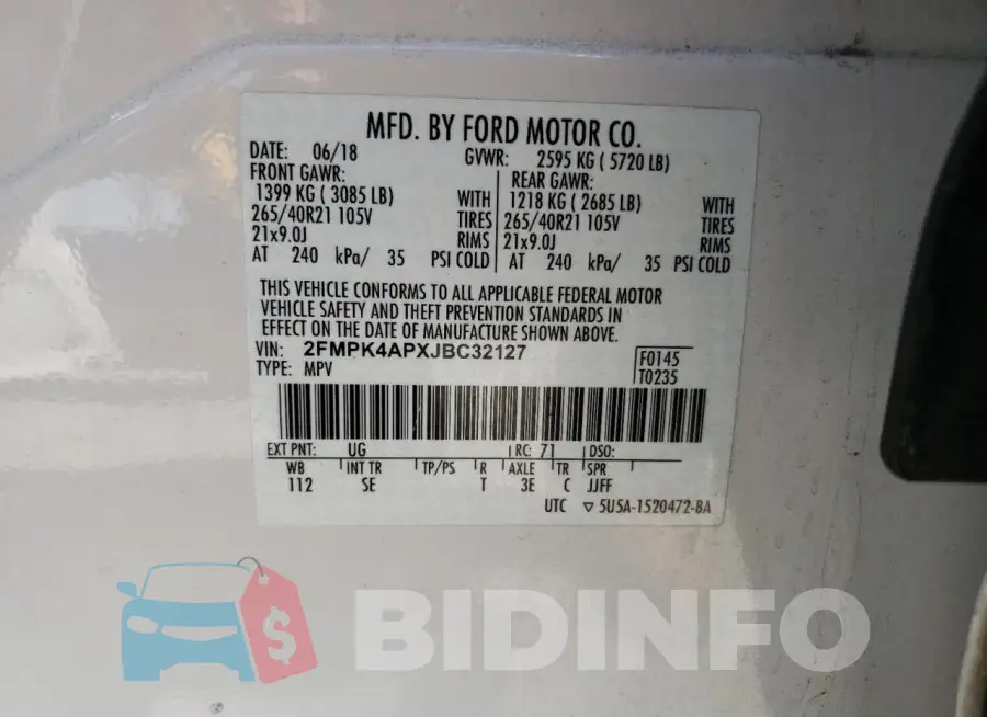 2FMPK4APXJBC32127 Photo# 14