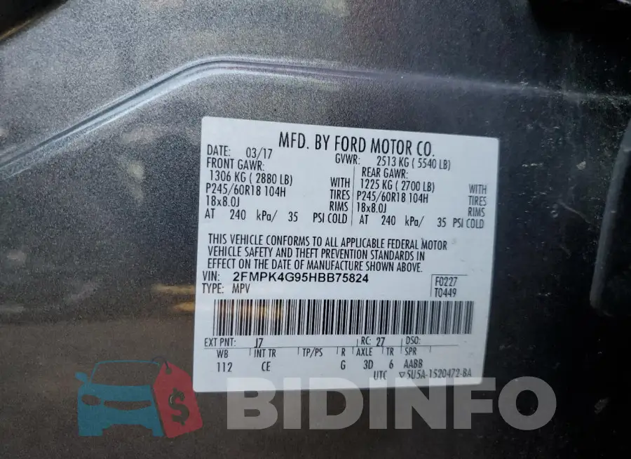2FMPK4G95HBB75824 Photo# 13