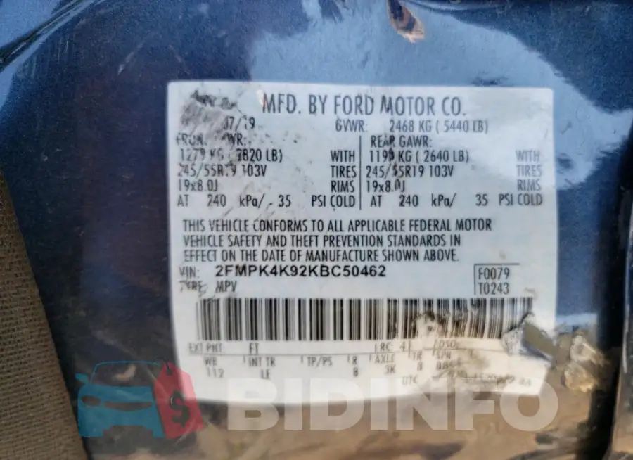 2FMPK4K92KBC50462 Photo# 13