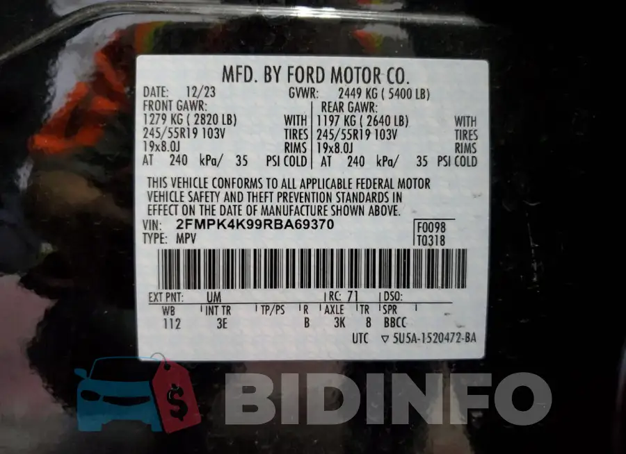 2FMPK4K99RBA69370 Photo# 14