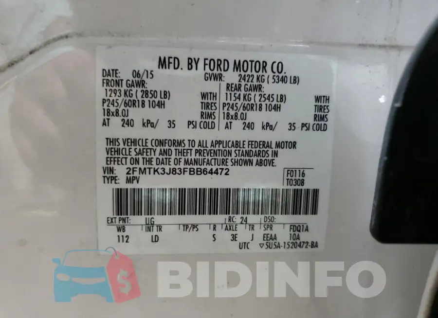 2FMTK3J83FBB64472 Photo# 12