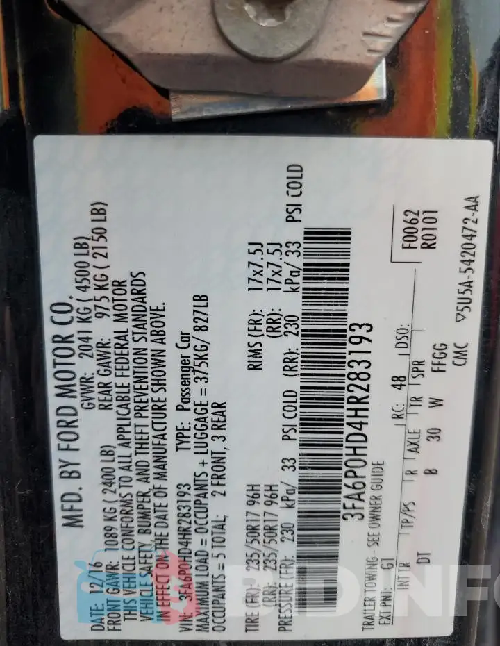 3FA6P0HD4HR283193 Photo# 12