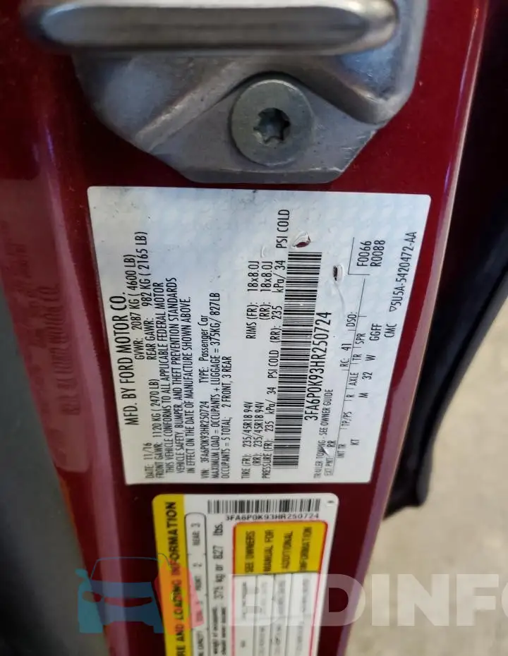 3FA6P0K93HR250724 Photo# 12