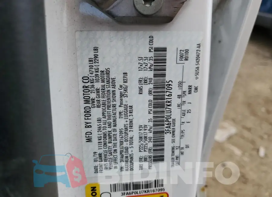 3FA6P0LU7KR167095 Photo# 12